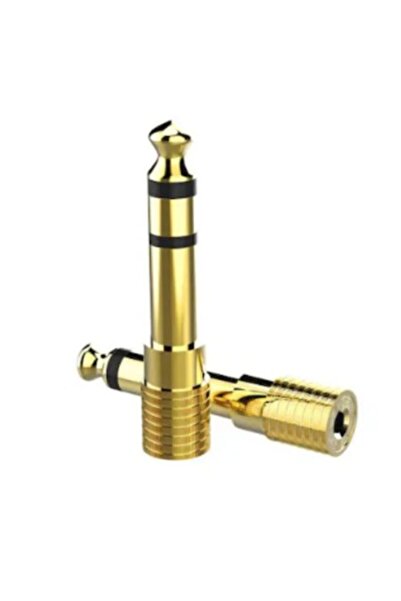 HADRON Çivi Jak Çevirici 6.3 Mm Erkek 3.5 Mm Dişi Dönüştürücü Jack Altın