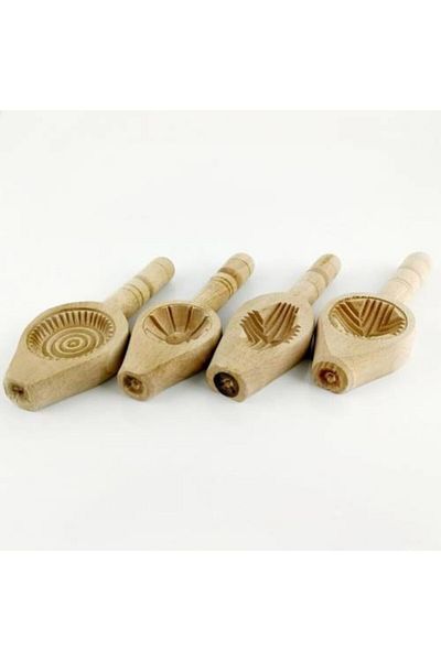 Liavera Wooden Kömbe Kerebiç Cookie Pastry Mold 4 Pieces Set Mold
