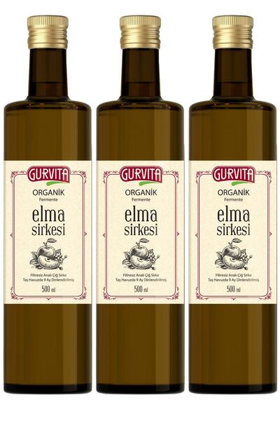 Gurvita Organik Elma Sirkesi 500 ml 3' Lü