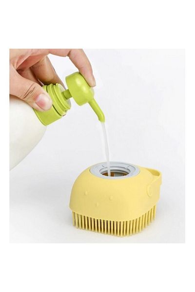Emofom Multi-Purpose Brush Pouch with Chamber Refillable Body Wash Brush Practical Shower Pouch