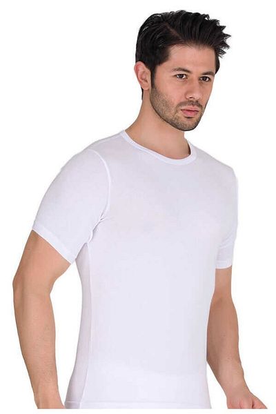 Berrak Men's Modal White 0-Neck Short Sleeve Undershirt 3 Pieces 1038