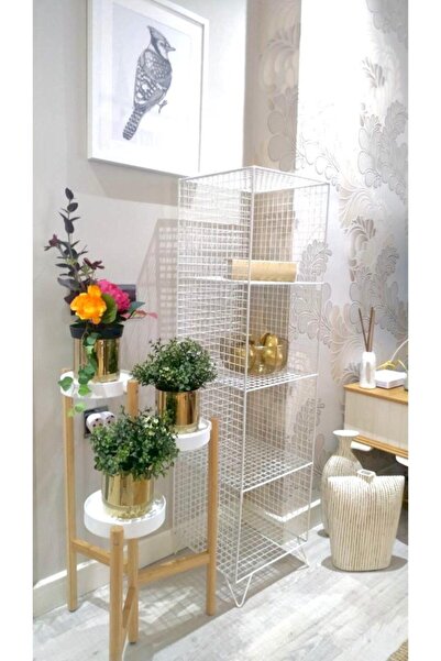 GO DEKOR Metal Kafes Dekoratif Tel Vitrin/konsol Modeli (Beyaz)