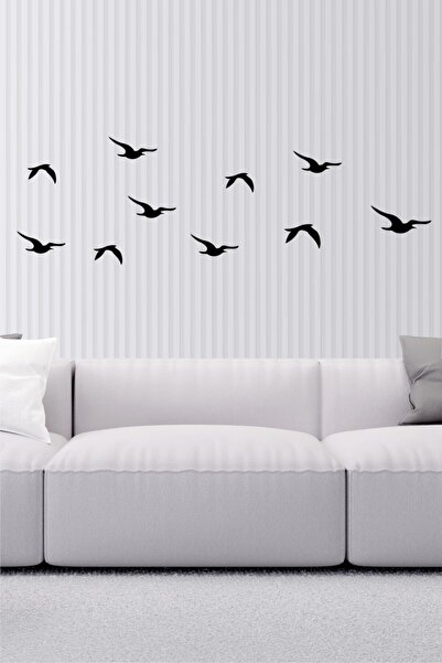 Aras Tasarım Kuş Sürüsü Siyah Etiket Duvar Sticker