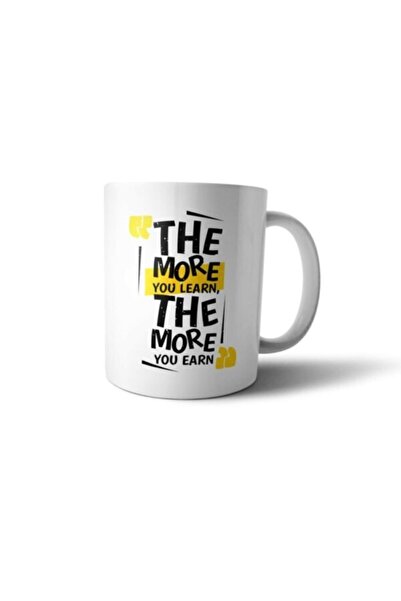 MapavriShop More You Learn More You Earn كوب/كوب مطبوع تحفيزي