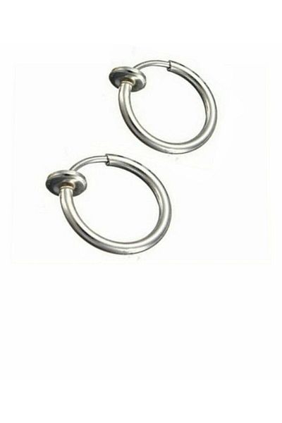 Yeşim Aksesuar Steel Hoop Earrings for Non-Perforated Ears, Compressed Cartilage Earrings