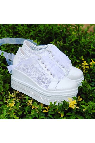 Ayakkabı Tutkusu Stilo ® Pantofi de mireasa albi de damă 