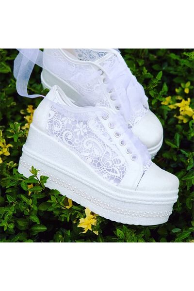 Ayakkabı Tutkusu Stilo ® Pantofi de mireasa albi de damă 