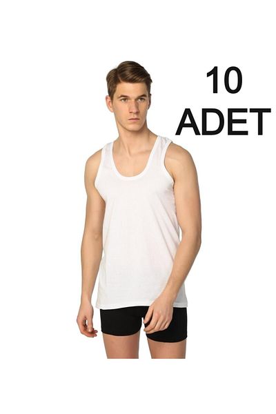 Tutku Ανδρικό λευκό 10 πακέτο Ribana Classic Tank Top