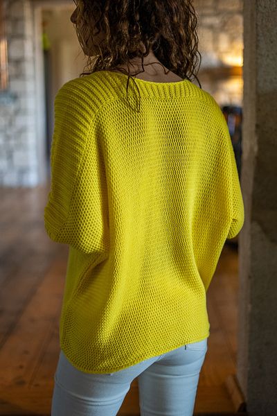 Güneşkızı Women's Yellow Bat Sleeve Thessaloniki Thin Knitted Sweater GK-CCK76051
