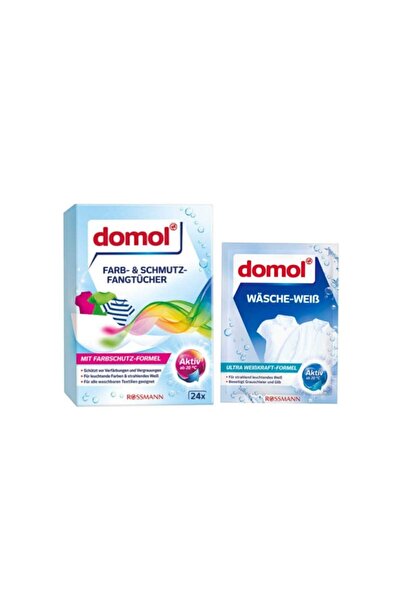 DOMOL Renk Ayırıcı Ve Kir Tutucu Mendil 24 Lü- Çamaşır Beyazlatıcı Toz 50 Gr