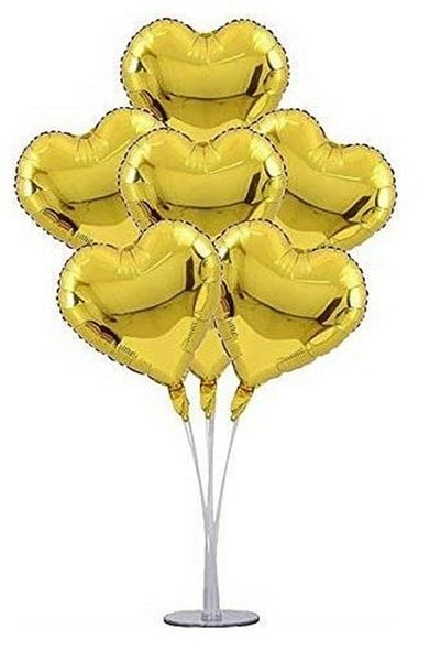 Happyland Valentine's Day Gold Foil Heart Balloon Stand 7 Pieces