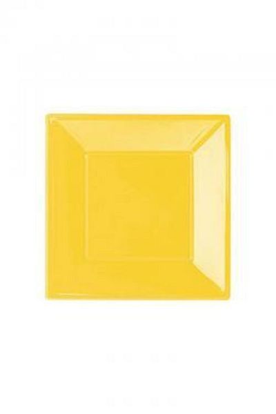 kidspartim Yellow Square Plastic Plate 17 cm 8 Pieces