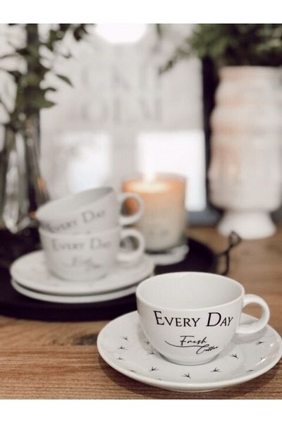 BOES Porselen Porcelain Turkish Coffee Cup Set of 2 (motto)