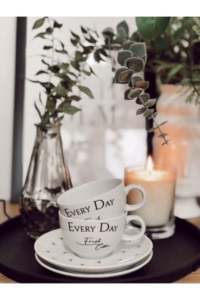 BOES Porselen Porcelain Turkish Coffee Cup Set of 2 (motto)