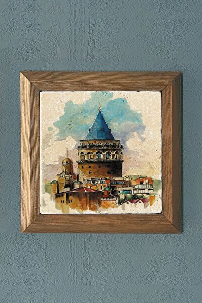 Oscar Stone Decor Galata Kulesi Masif Çerçeveli Taş Tablo