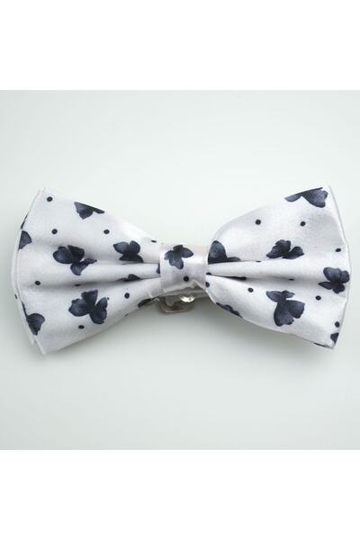 Gaffy Beyaz Desenli Saten Papyon