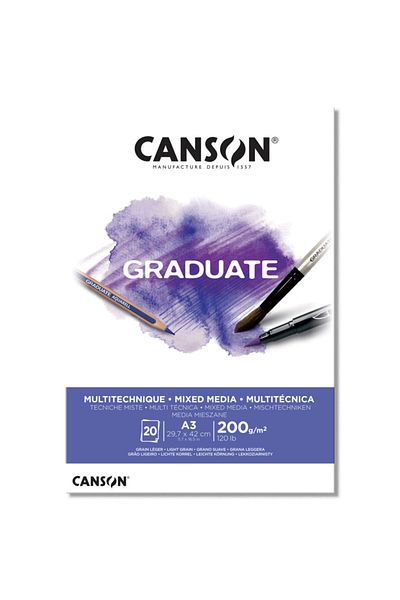 Canson Graduate Mixed Media Multi-Purpose Sketch Drawing Book 200 Gr.A3 20 Pages