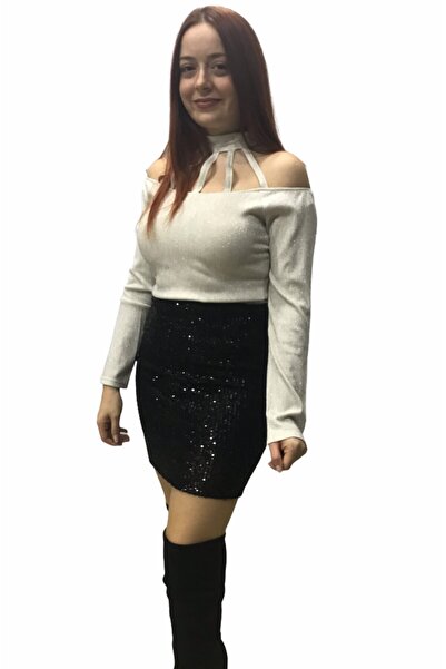 HaiModa Kadın Etek Payet -siyah