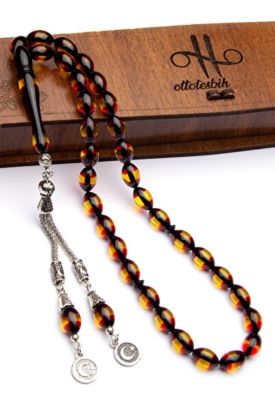 OTTOTESBİH Подаръчна кутия за мъже 7x11 мм Жълто-червено лакирано ароматно пр...