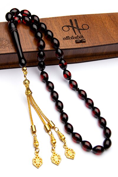 OTTOTESBİH Rozariu de chihlimbar cu pulbere parfumată Vernier roșu 8x12mm în ...