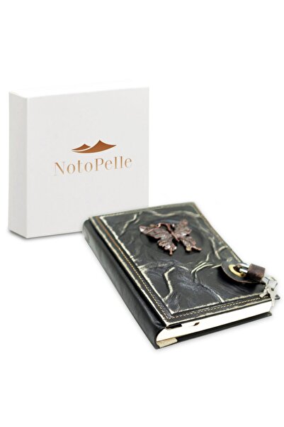 Notopelle Peri Kelebek Figürlü Kilitli Deri Defter