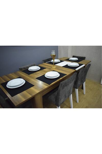 paris in paris 6 bucăți țesătură de in de rață neagră Serviciu american