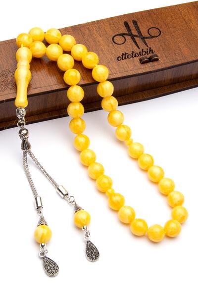 OTTOTESBİH Ανδρικό δώρο σε κουτί 10vmm White Moire Beirut Drop Powder Amber Prayer Beads