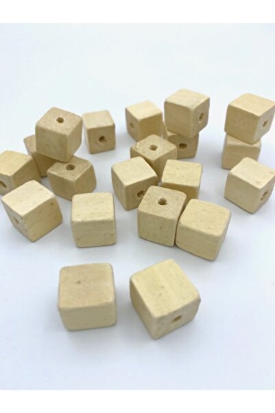 Hedef Bijuteri Ham Işlenmemiş 15mm Küp Ahşap Tahta Boncuk (12 ADET KÜP)