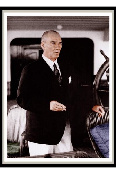 hediyeniburadabul Ξύλινη αφίσα τοίχου Atatürk
