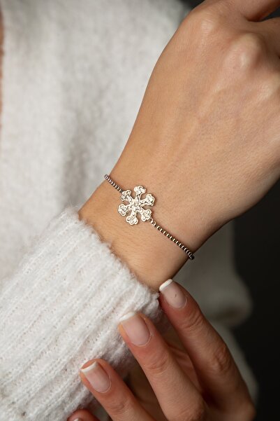 Elika Bijoux سوار نسائي رمادي مصعد موديل ندفة الثلج