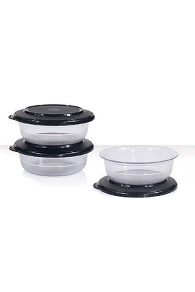 Tupperware Black Crystal Bowl - 275 Ml, 3-Piece Storage Bowl
