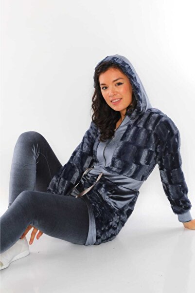 WestBound Women's Velvet Plush Combination Hooded Tunic