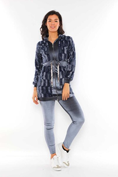 WestBound Women's Velvet Plush Combination Hooded Tunic