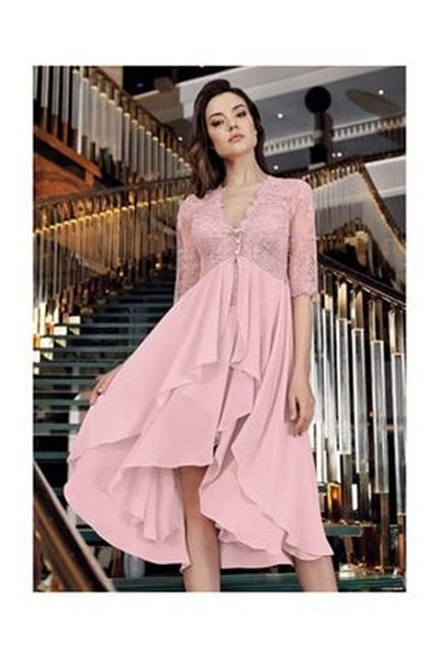 İmaj 6208 Dowry Satin Lace Long Dressing Gown Nightgown Double Set - Powder