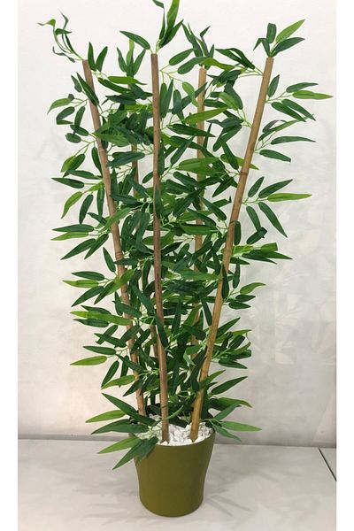 Bahçem 90 cm Decorative Bamboo Tree - Artificial Leaves and Pots, 5 Bodies