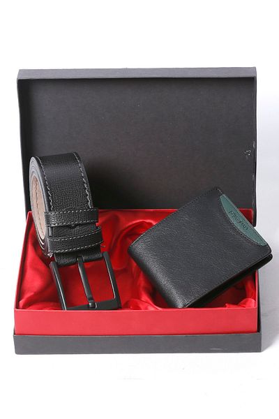 CENGİZ PAKEL Men's Genuine Leather Double Wallet Belt Set
