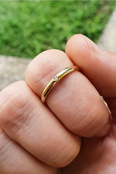 Silver Self Gümüş Alyans 3 Mm Bombe Taşlı