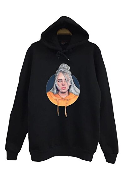 GALASHOP سويت شيرت بقلنسوة أسود للجنسين من بيلي إيليش