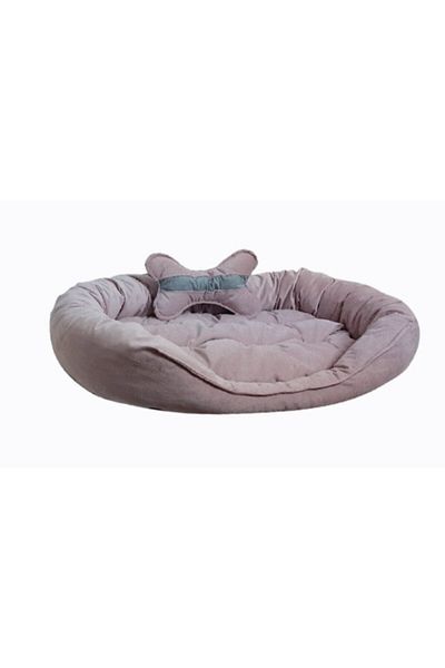 Patili Evler Large Size Dog Bed - Bone Reclining - 75x105 Cm - Pink - Xl -