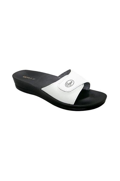Ceyo Women's Beige Mınerva Velcro Orthopedic Slippers