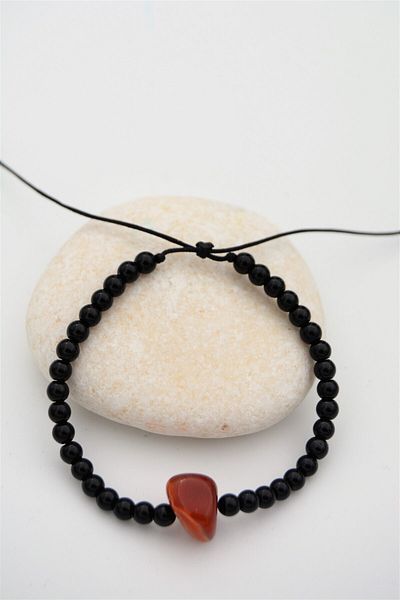 Stoneage Non-Metal Onyx and Agate Bracelet - Antiallergic