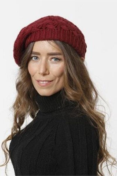 by.accesoriess Claret Red Painter Model Knitwear Knitted Beret