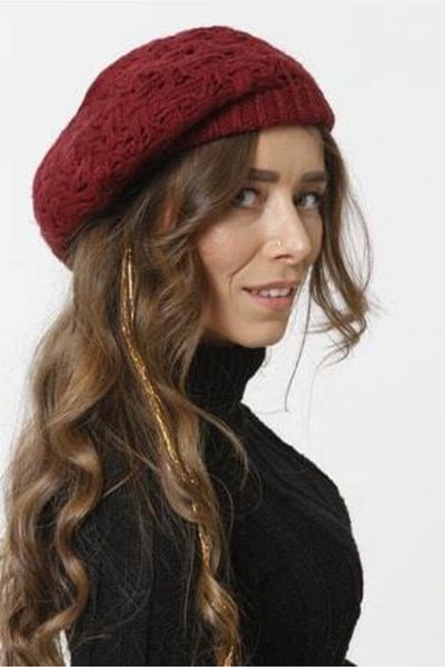 by.accesoriess Claret Red Painter Model Knitwear Knitted Beret