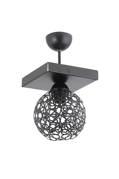 Lambadar Plophonier Retro Rustic Chandelier with Seljuk Motif - Black 11543-1