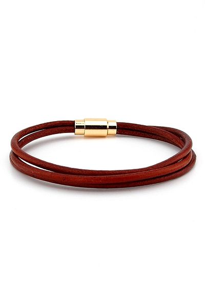 Solfera Leather 3 Row Yellow Magnet Men's Bracelet M004m