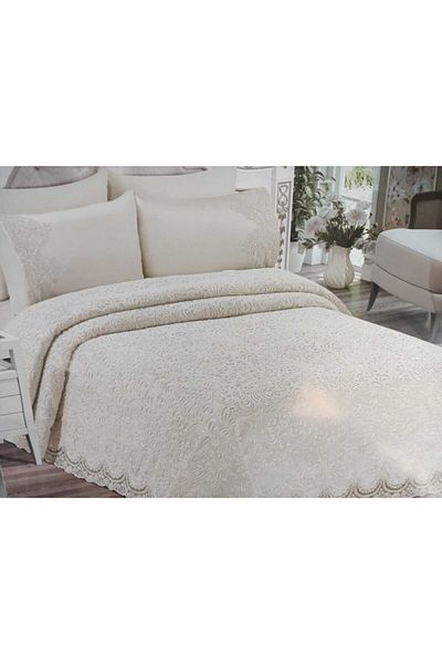 Luxury Home White Laced Blanket Bedspread Set