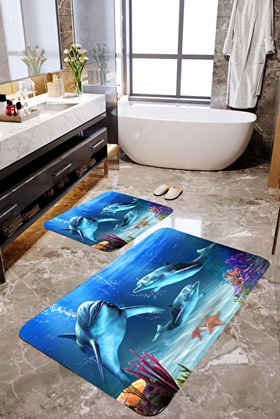 MEKTA HOME طقم سجادة حمام يونس مكون من قطعتين Mktbp-077 60x100/50x60