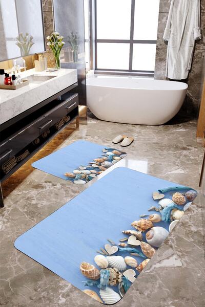 MEKTA HOME Sea Shell Σετ πατάκι μπάνιου 2 τεμαχίων Mktbp-069 60x100/50x60