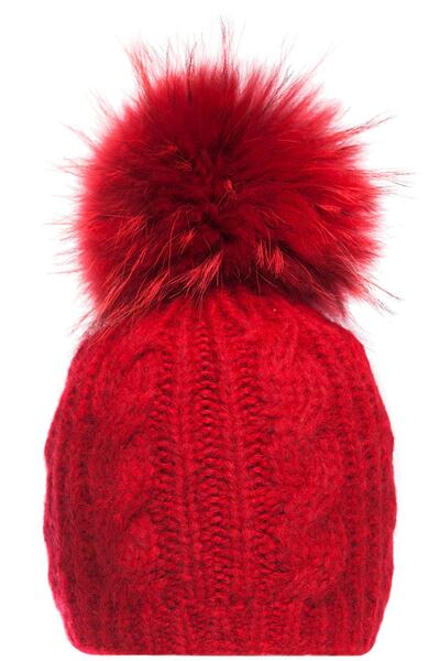 Dahlia Bianca Kürklü Ponpon Bere