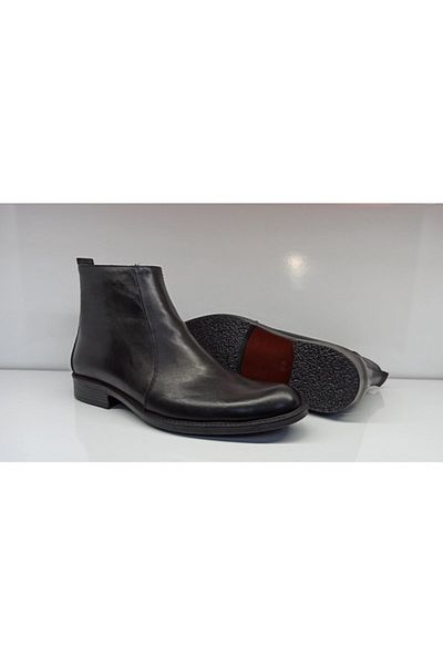 Muya Black Men's Leather Boots Inside/Outside Genuine Leather